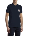 Moncler Men's Large Logo-patch Polo Shirt In Navy