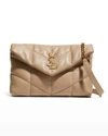 Saint Laurent Loulou Toy Ysl Puffer Quilted Lambskin Crossbody Bag In Dark Beige