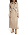 CHLOÉ DOUBLE-BREASTED BELTED TRENCH W/ SCALLOPED LEATHER RIBBONS,PROD247130060
