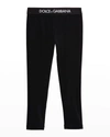 Dolce & Gabbana Girl's Logo-print Leggings In N0000 Black
