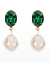 Jennifer Behr Women's Tunis 24k Gold-plated, Crystal & Glass Pearl Drop Earrings In Emerald