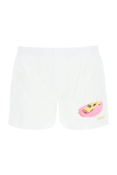Jacquemus Embroidered-logo Cotton Boxers In White