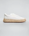 Christian Louboutin Espasneak Leather Low-top Red Sole Espadrille Sneakers In Bianco/ivory