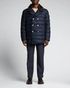 HERNO MEN'S DOWN PEACOAT W/ FUR COLLAR,PROD166740014