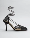 Bottega Veneta Mesh Stretch Sandals In Nero