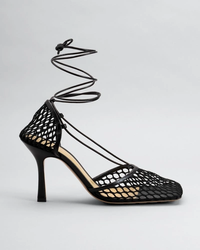 Bottega Veneta Mesh Stretch Sandals In Nero