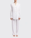Hanro 2-piece Button-front Long Pajama Set In Deep Navy