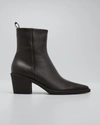 Gianvito Rossi Dylan Leather Zip Booties In Moka