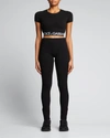 Dolce & Gabbana Next Cropped T-shirt With Branded Elastic In Nero