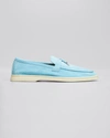 Loro Piana Summer Charms Walk Suede Loafers In Pink Water