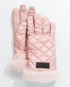 Ugg Quilted Performance Leather Gloves In Ivory