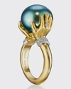 ANTHONY LENT TAHITIAN PEARL ADORNED HANDS RING IN 18K YELLOW GOLD,PROD169540135