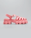 Prada Rubber Logo Chunky-sole Fisherman Sandals In Nero