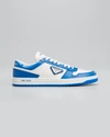 Prada Bicolor Leather Low-top Court Sneakers In Biancosol