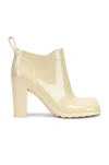 Bottega Veneta Shine Square Toe Ankle Rain Boots In Sea Salt