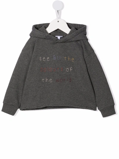Knot Embroidered-slogan Pullover Hoodie In 灰色