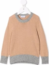 Siola Two-tone Crewneck Sweater In 中性色
