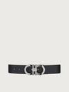 Ferragamo Reversible And Adjustable Gancini Belt In Black