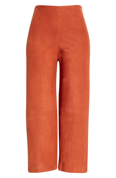 Vince Nubuck Suede Culottes In Dark Brick