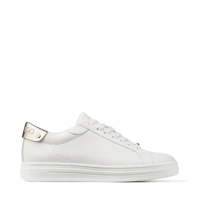 Jimmy Choo Womans Rome White Leather Sneakers In V White/champagne