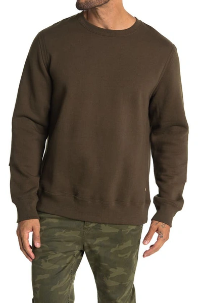 Billy Reid Dover Crewneck Sweatshirt With Leather Elbow Patches In Olive