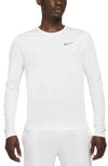 Nike Dri-fit Miler Long Sleeve Running Shirt In White