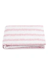 Matouk Attleboro Stripe Print 500 Thread Count Cotton Fitted Sheet In Pink Coral
