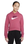 Nike Sportswear Kids' Club Fleece Hoodie In Gypsy Rose/ Rush Maroon/ White