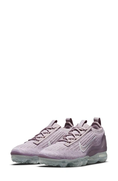 Nike Air Vapormax 2021 Flyknit Sneakers In Plum Fog,grey Fog,metallic Silver,plum Fog