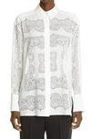 GIVENCHY PERFORATED BANDANA PRINT BUTTON-UP BLOUSE,BW60W213ZC