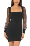 Speechless Sheer Sleeve Body-con Dress In Black