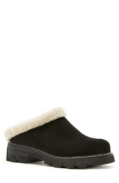 La Canadienne Always Waterproof Genuine Shearling Lined Clog In Black Suede
