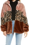 Ugg Elaina Faux Fur Colorblocked Jacket In Cliff Multi