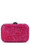 Olga Berg Casey Hot Fix Crystal Clutch In Fuchsia