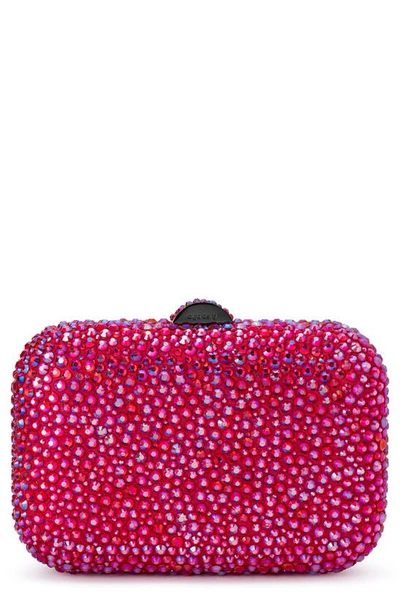 Olga Berg Casey Hot Fix Crystal Clutch In Fuchsia