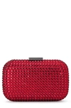 Olga Berg Caydence Hot Fix Crystal Clutch In Red