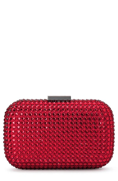 Olga Berg Caydence Hot Fix Crystal Clutch In Red
