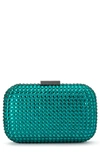 Olga Berg Caydence Hot Fix Crystal Clutch In Emerald