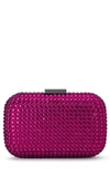 Olga Berg Caydence Hot Fix Crystal Clutch In Fuchsia