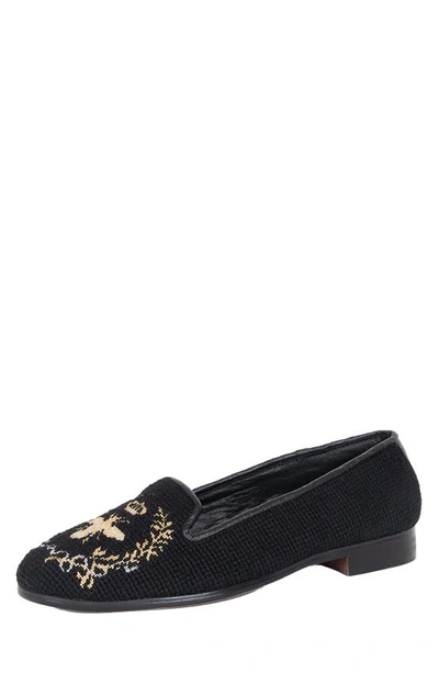 By Paige Needlepoint Silver & Gold Bee Flat In Black