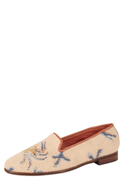 By Paige Needlepoint Crab Flat In Tan