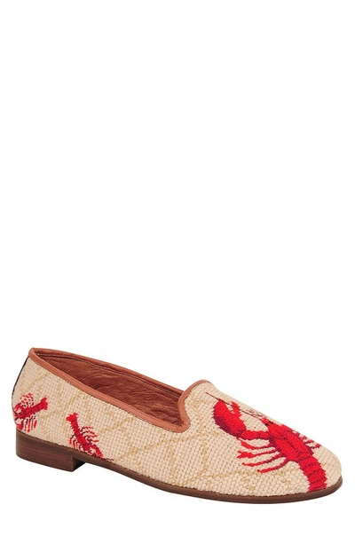 By Paige Needlepoint Lobster Flat In Red/ Tan