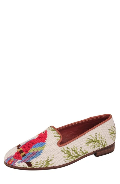 By Paige Needlepoint Parrot Flat In Tan Multi