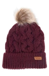 BARBOUR BARBOUR PENSHAW CABLE BEANIE WITH FAUX FUR POMPOM,LHA0386PU91