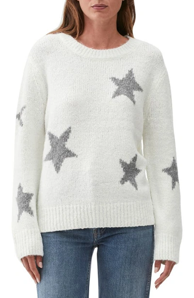 Michael Stars Intarsia Star Crewneck Sweater In White