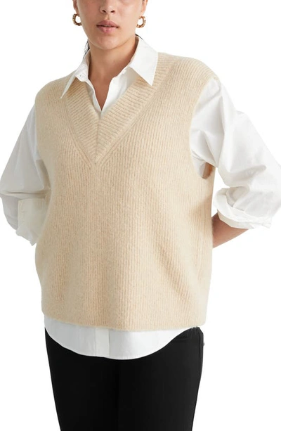 Other Stories Sweater V-neck Sweater Vest In Beige ModeSens