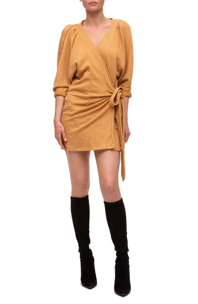 N:philanthropy Bresson Long Sleeve Cotton Blend Wrap Minidress In Iced Coffee