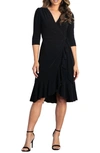 Kiyonna Whimsy Wrap Dress In Black Noir