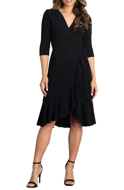 Kiyonna Whimsy Wrap Dress In Black Noir