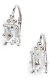 Anzie Dew Drop Carre Topaz Earrings In White Silver